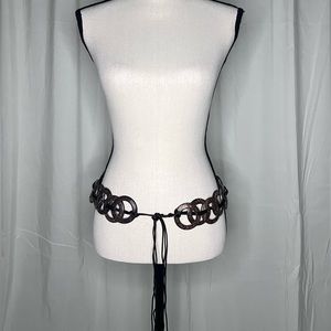 Wood Circle Tie Waist Belt